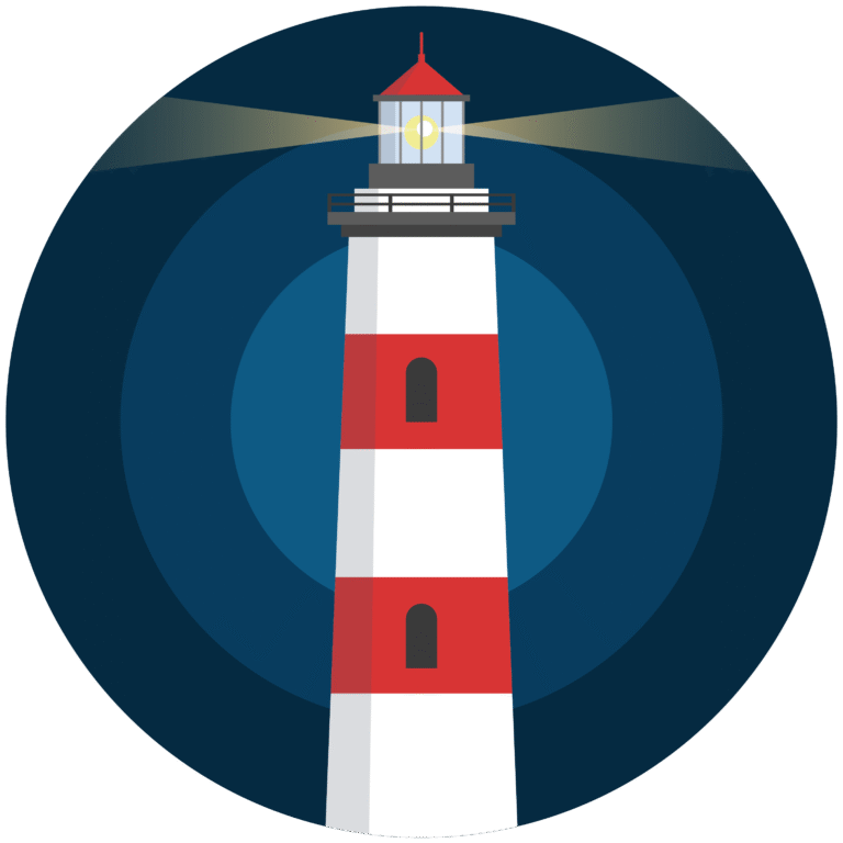 Illustration d’un phare lumineux représentant la mission universitaire comme repère collectif face aux menaces contre la liberté académique.