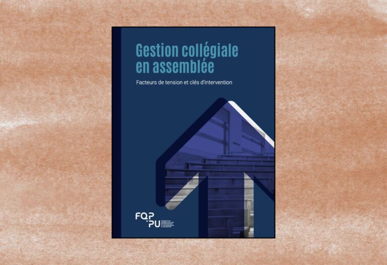 Page couverture du guide Gestion collégiale en assemblée, présentant des repères pour prévenir les tensions et renforcer la collégialité.