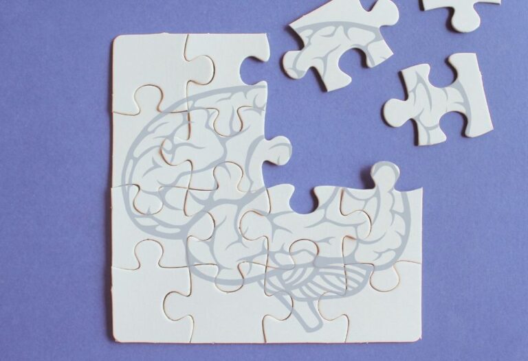 Cerveau fragmenté en puzzle illustrant les pressions sur la recherche et la création universitaires